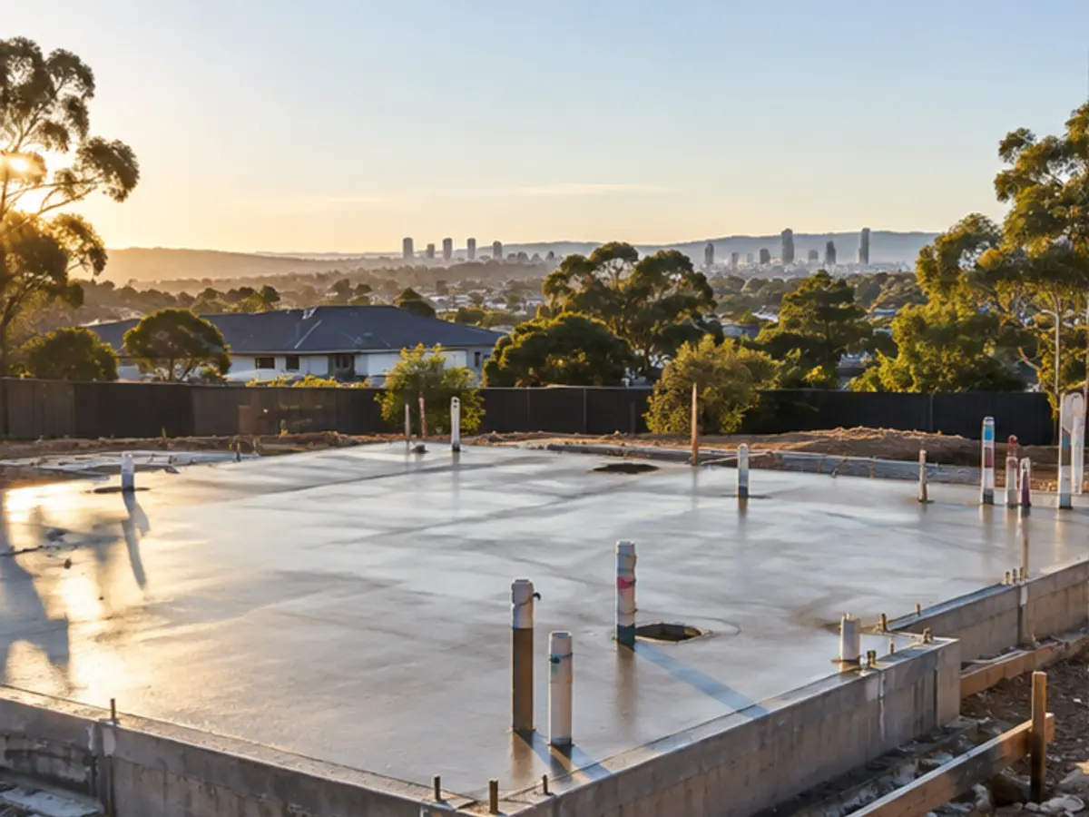 Concrete slab prepared for a contemporary residential build